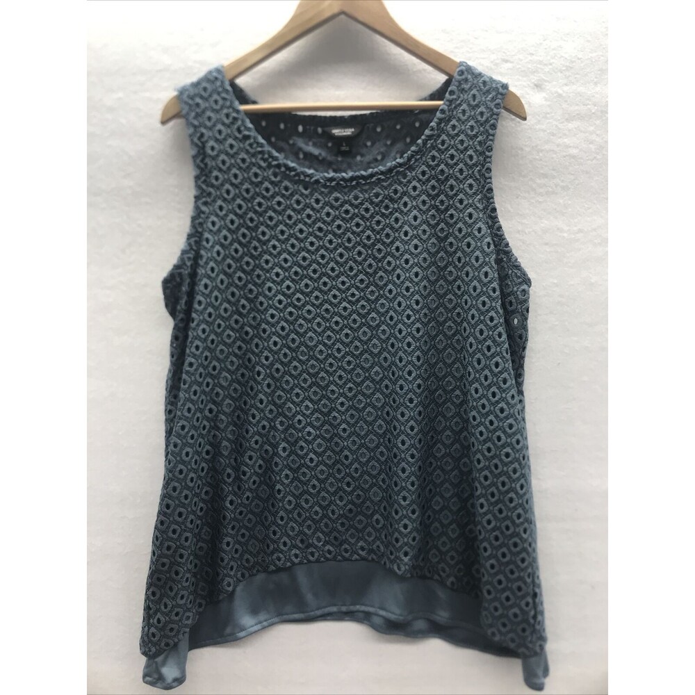Simply Vera Wang Tank Size Large Blue Lined Eyelet Holes Draped Sides Business
